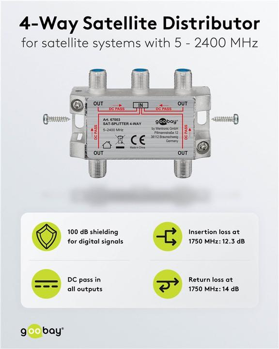 Actual product image Goobay SAT distributor, 4-way (Terminal strips)