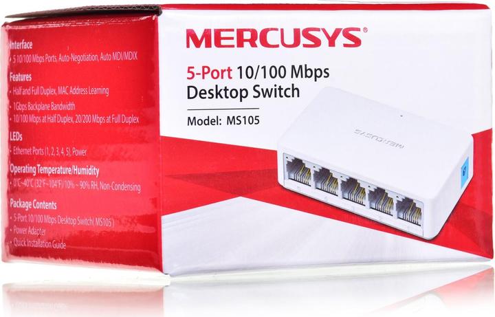 Actual product image Mercusys MS105 Network Switch Fast Ethernet (10/100) (5 Ports)