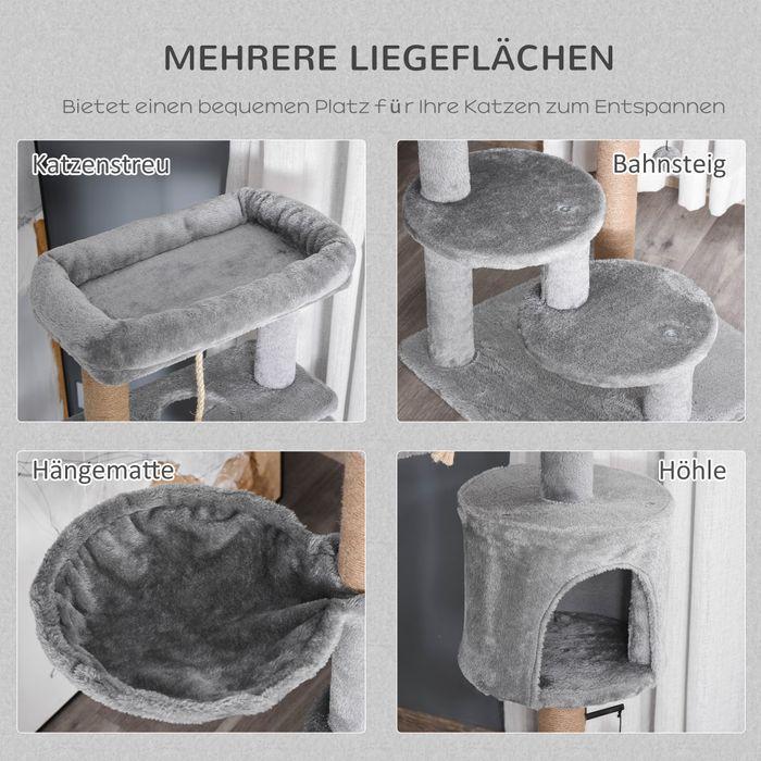 Actual product image Swisshandel24 Scratching post 120 cm jute trunk, for cats up to 5 kg, light grey (120 cm, Light grey+beige)