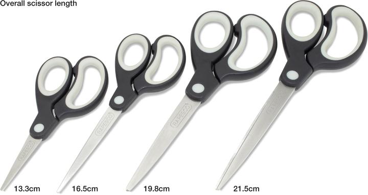 Produktbild Rapesco Soft Grip Scheren RA-1574 (schwarz/grau), Paket à 4 Stück (21.50 cm)