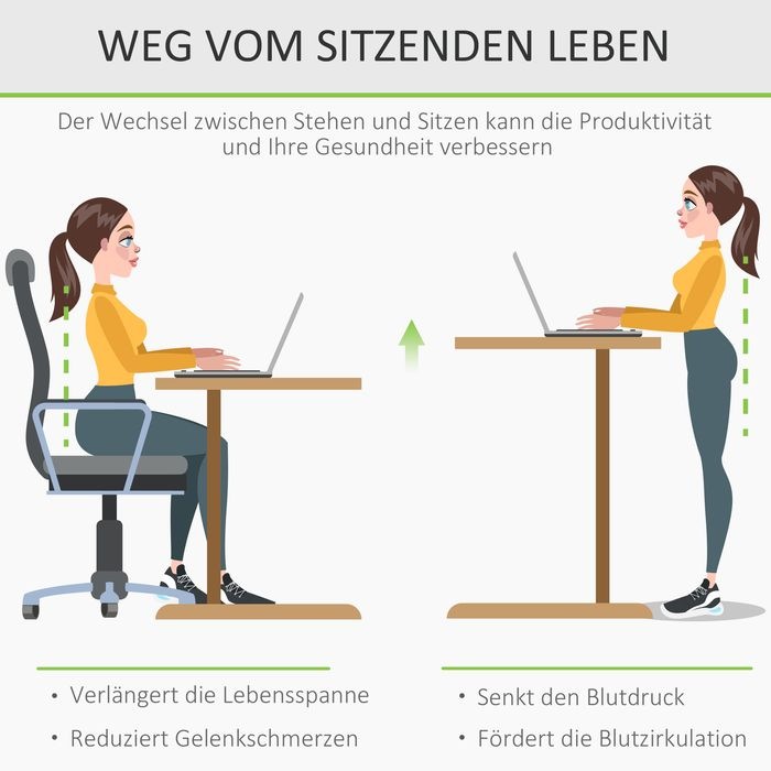 Produktbild Swisshandel24 Schreibtisch Computertisch höhenverstellbar Handkurbellift Stehschreibtisch Verstellbare Fussstützen