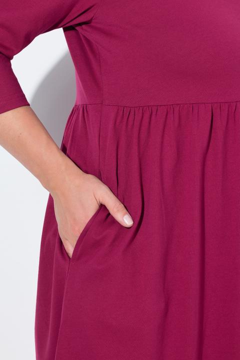 Produktbild Ulla Popken Jerseykleid, Empirenaht, V-Ausschnitt, 3/4-Arm, Taschen (50, 52)