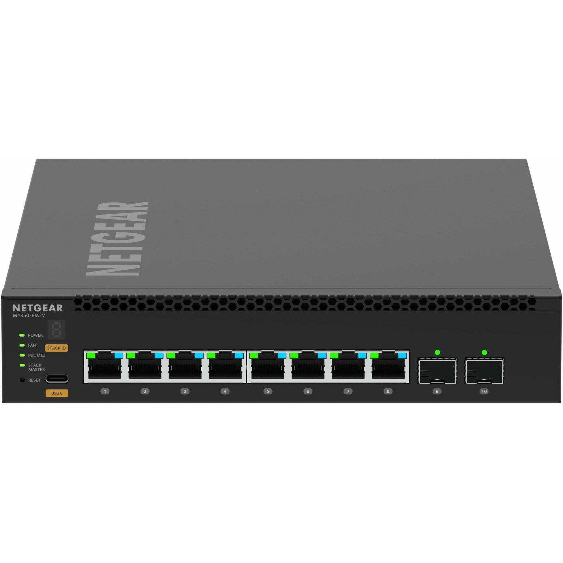 Netgear 8-PORT M4350-8M2V (10 Ports), Netzwerk Switch, Schwarz