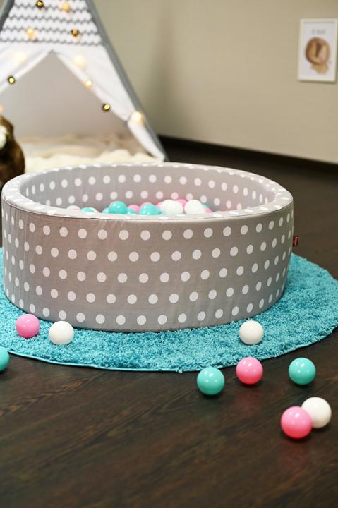 Actual product image Knorrtoys Ball pool soft - "Grey white dots" - 300 balls rose/cream/lightblue