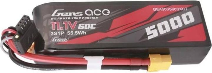 Immagine prodotto Gens Ace G-Tech 5000mAh 11.1V 60C 3S1P Lipo di dimensioni ridotte con spina XT60 (11.10 V, 5000 mAh)