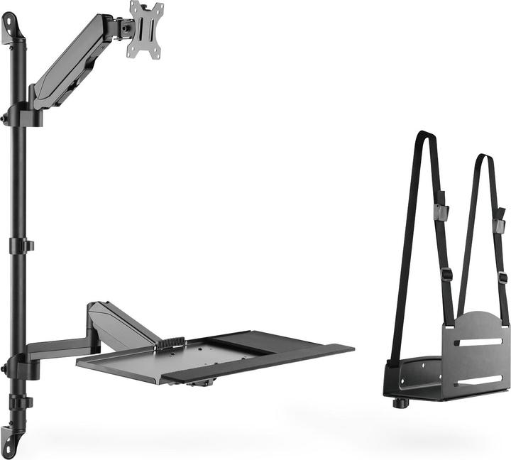 Actual product image Digitus Flexible wall-mounted Stand/Sit workstation, single monitor (Wall, 32", 8 kg)