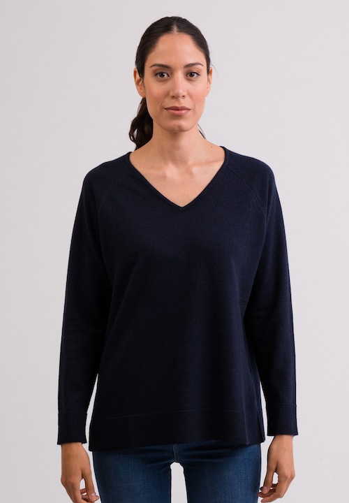Immagine prodotto Cash-Mere Kaschmir V-Ausschnitt Pullover mit Seitenschlitzen (XS, XXL)