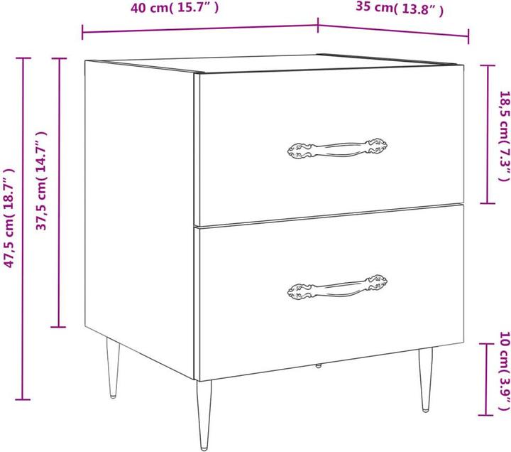 Immagine prodotto vidaXL Nachttisch (40 x 35 x 47.50 cm)
