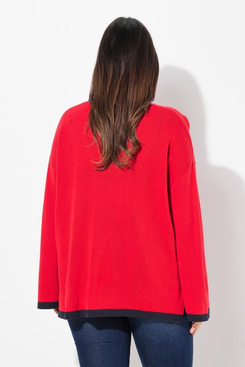 Immagine prodotto Ulla Popken Maglione con orli colorati, scollo a V e maniche lunghe (46, 48)