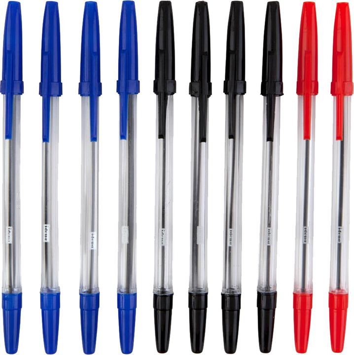 Produktbild Idena 500234 - Kugelschreiber, 10 Stück, sortierte schreibfarben (Blau, Rot, Schwarz, 10 x)