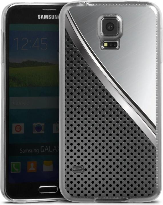 Produktbild DeinDesign Slim Case für Samsung Galaxy S5 Silikon Hülle Ultra Dünn Handyhülle Carbon Metall Stahl (Samsung Galaxy S5)