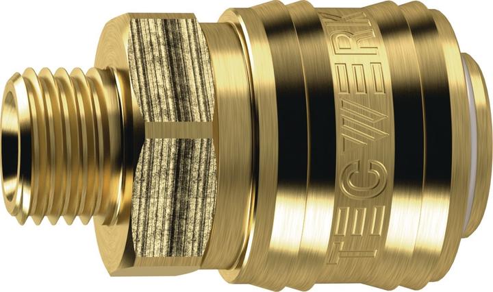 Actual product image Tecwerk Quick-lock coupling DN 7.2, external thread brass, bright thread G 1/4 inch 13.16 mm (Hitch, 13.16 mm)