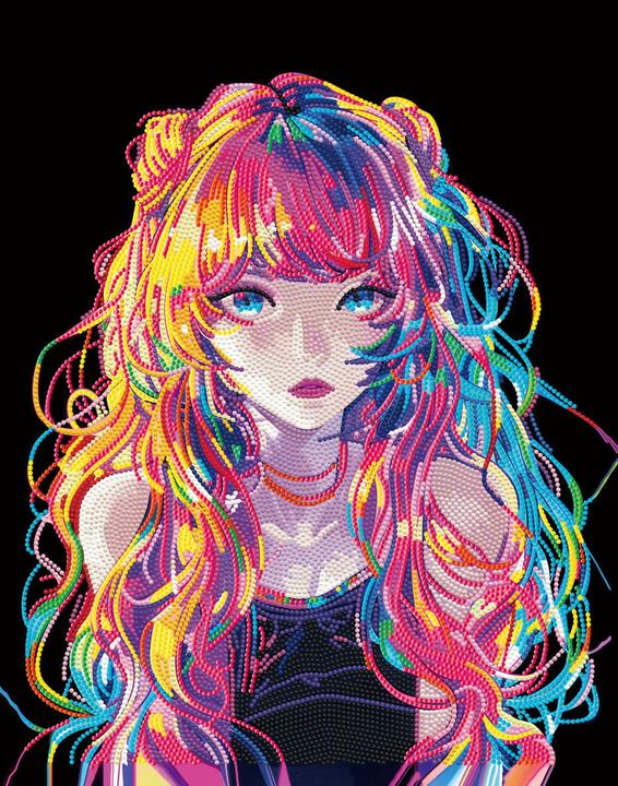 Actual product image Diamond Dotz Diamond Painting Neon Anime Girl