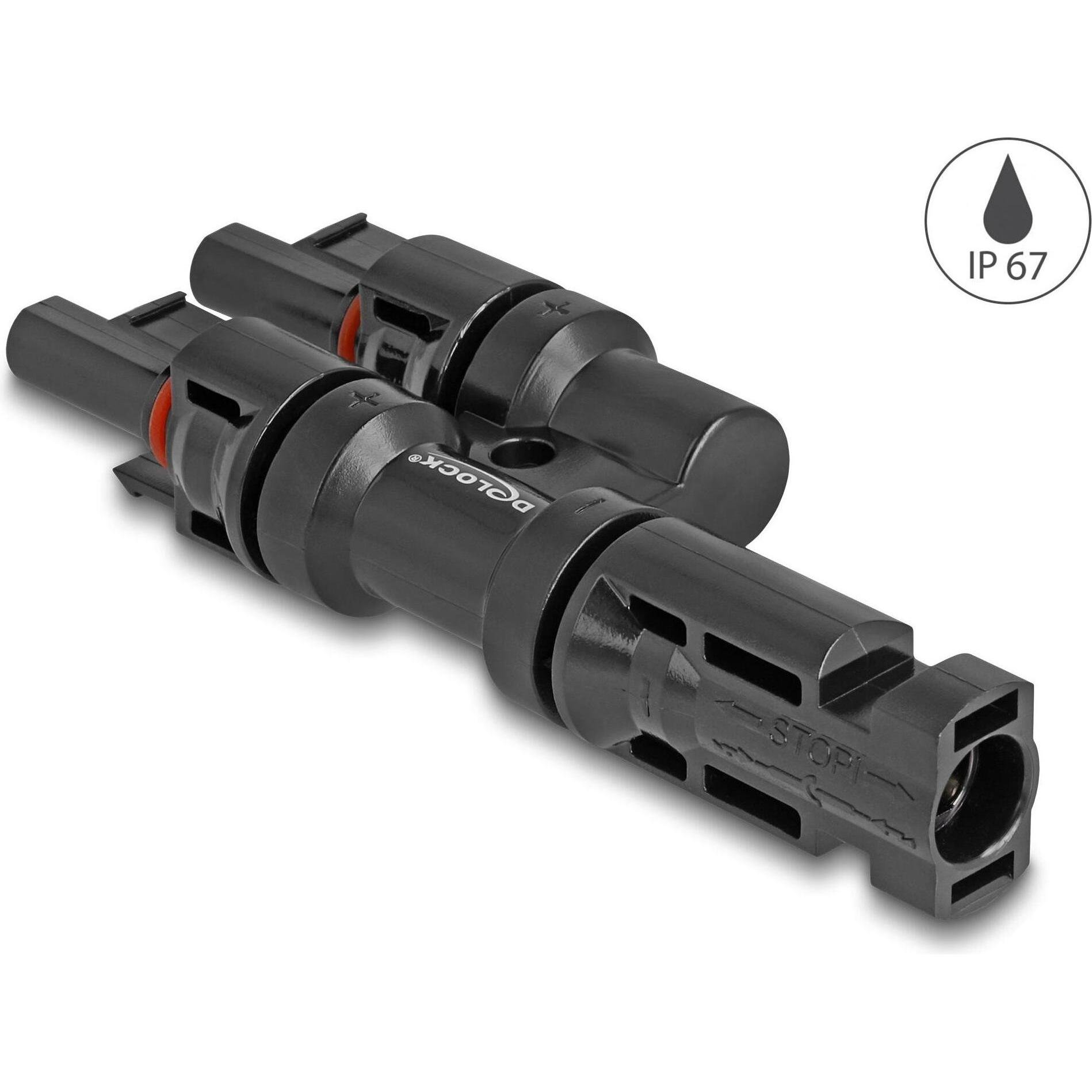 Delock, Zubehör Solarenergie, DL4 Solar Konnektor 1x Stecker zu 2x Buchse, IP67 (Solarstecker)