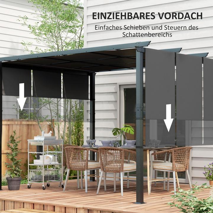 Image du produit Outsunny Pergola Stahl, Polyesterstoff Dunkelgrau (357 cm, 296 cm)