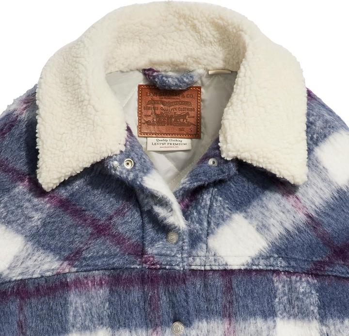 Actual product image Levis 90s Cozy Sherpa Lined Trucker Selma Plaid Vintage (M)