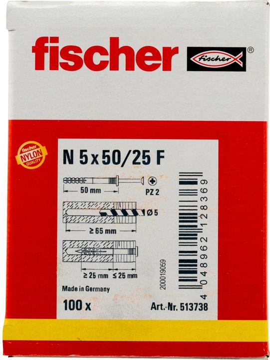 Image du produit Fischer Tampon à clouer N 5x50/25 F (100 pcs)