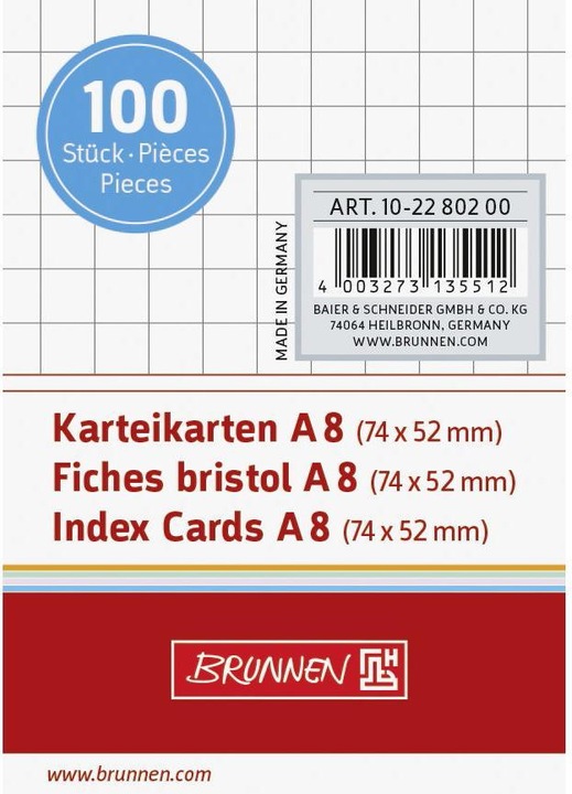 Actual product image Index cards (A8, 200 g/m², 100 x)