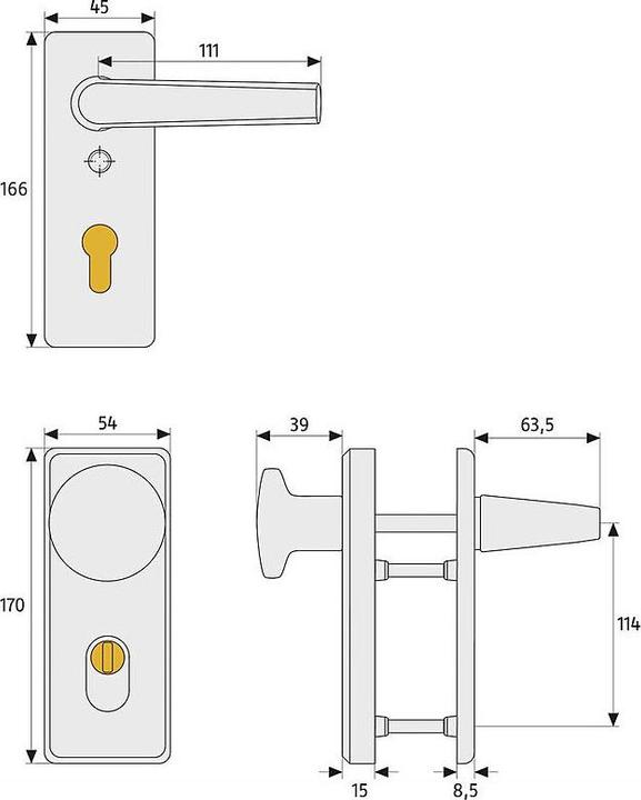 Produktbild Abus KKZS700 F1 EK Schutzbeschlag DG, aluminium (Türgriff)