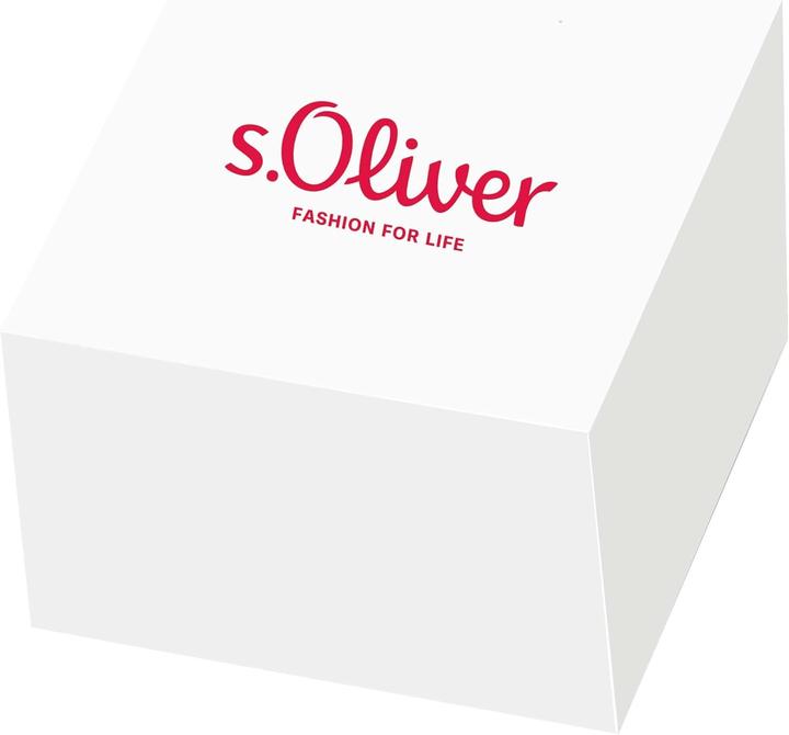 Actual product image s.Oliver Women's Diamond Watch with Leather Strap, Gold, Waterproof to 3 Bar, Gift Box (Watch with gemstone)