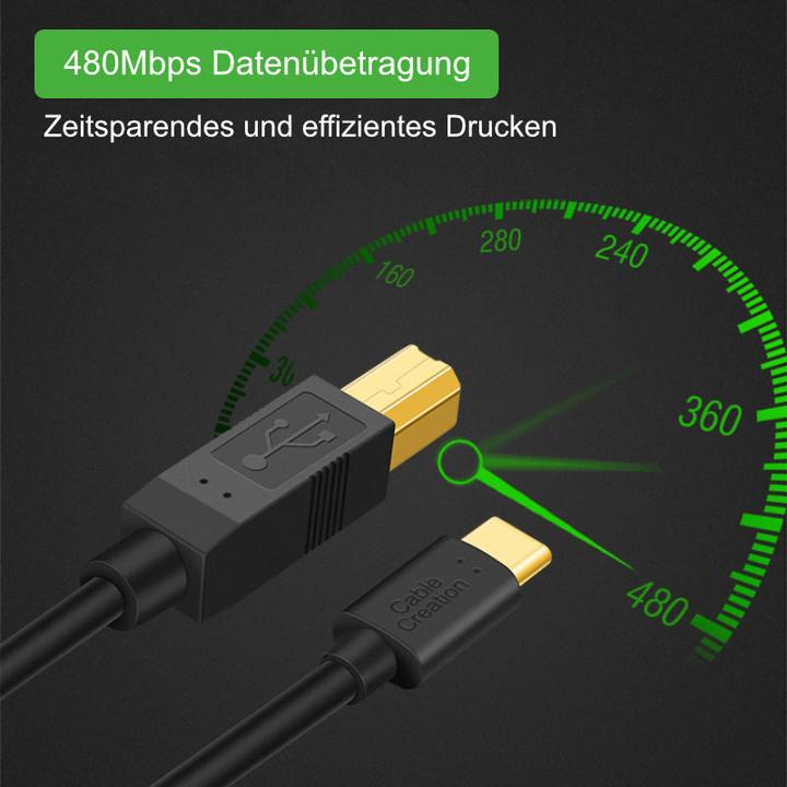 Produktbild Hermex USB-C Printer-Kabel 3m USB-C zu USB-B Druckerkabel Drucker-USB-C-Kabel (3 m)