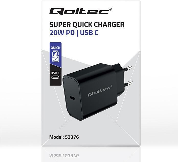Produktbild Qoltec Super Schnell PD-Ladegerät USB C, 20W, 5–12V (20 W)