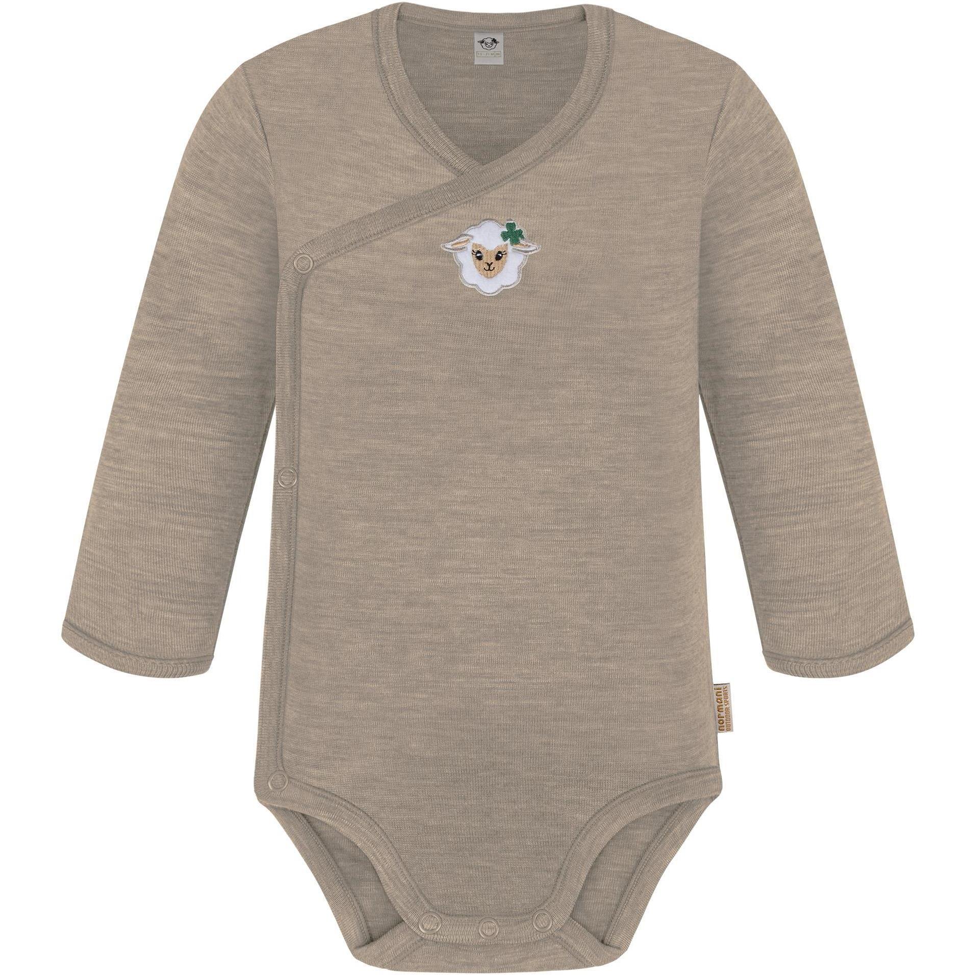 Thumbnail - Normani, Herren, Body, Baby Merino Wickelbody Langarm "Kaitaia" - 9327, Beige, (50)