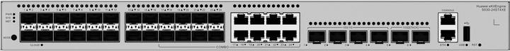 Actual product image Huawei S530-24ST4XE 24xGE SFP ports 8 of which are dual-purpose 10/100/1000 or SFP 4x10GE SFP+ ports (28 ports)