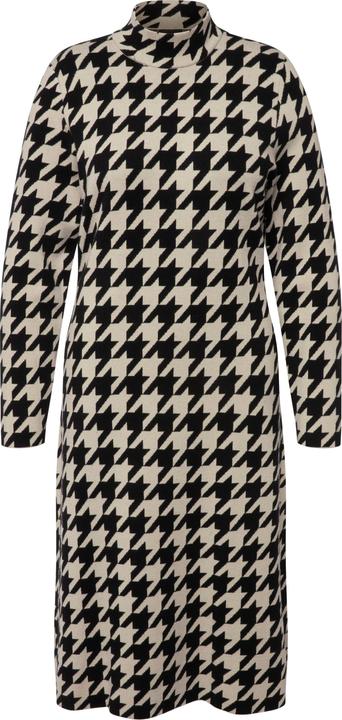 Immagine prodotto Ulla Popken Abito midi di maglia con pied-de-poule, collo alto e maniche lunghe (42, 44)