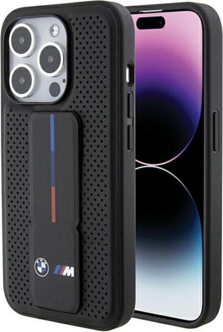 Actual product image BMW BMHCP15XGSPPRK iPhone 15 Pro Max 6.7" czarny/black hardcase Grip Stand Smooth & Perforated (Apple iPhone 15 Pro Max)