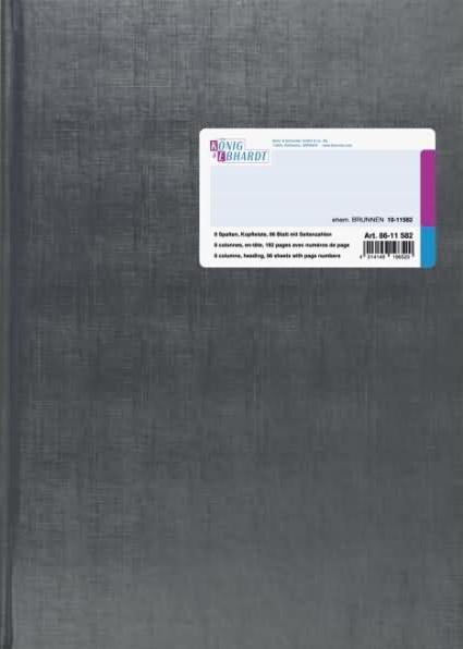 König & Ebhardt Spaltenbuch A4 mit Kopfleiste 8 Spalten 96 Blatt (96 x)