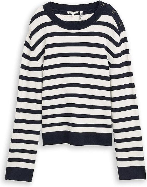 Dunkelblau, White Sky Blue Knit Stripe