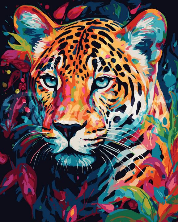 Actual product image Figured'Art Paint by Numbers - Colourful abstract Leopard