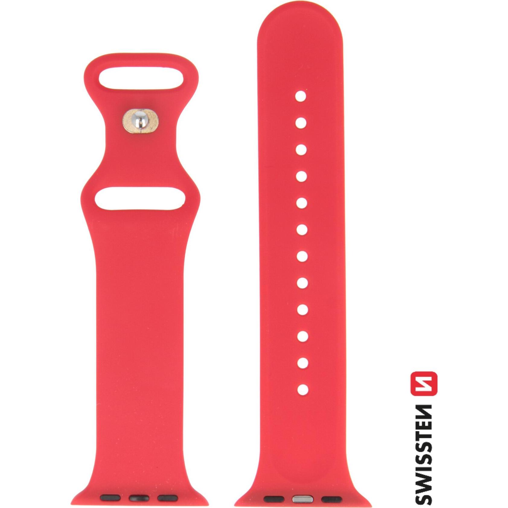 Swissten Fascia in silicone per apple watch 38-40 mm rosso (38 mm, 40 mm, Silicone), Cinturini per orologi, Rosso