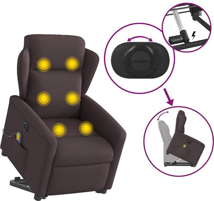 Immagine prodotto VidaXL Poltrona massaggiante elettrica con ausilio per la risalita in tessuto marrone scuro