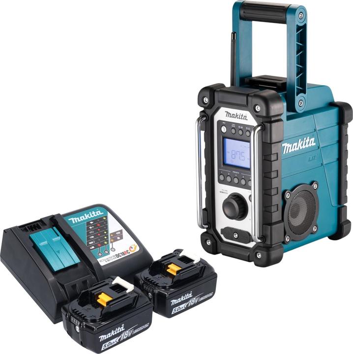 Actual product image Makita DMR 116 RT cordless construction site radio 14.4 - 18 V AM FM AUX + 2x rechargeable battery 5.0 Ah (AM, FM)