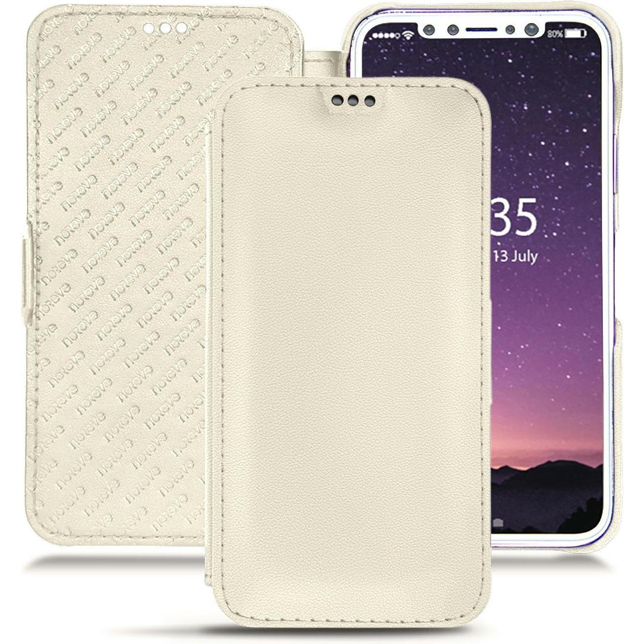 Noreve Lederschutzhülle horizontal (Apple iPhone XS), Smartphone Hülle, Weiss