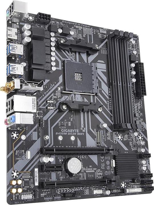 Actual product image Gigabyte MB GBT AMD AM4 B450M DS3H WIFI (AM4, AMD B450, mATX)