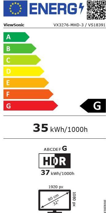 Energie-Label Viewsonic VX3276-MHD-3 (1920 x 1080 Pixel, 32")