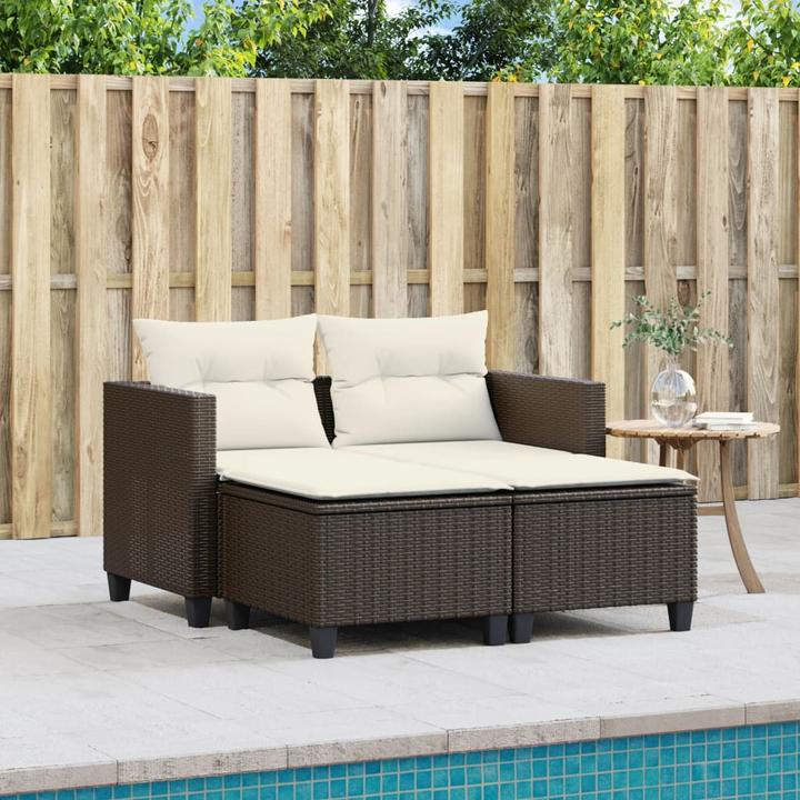 Produktbild vidaXL Gartensofa 2-Sitzer mit Hockern