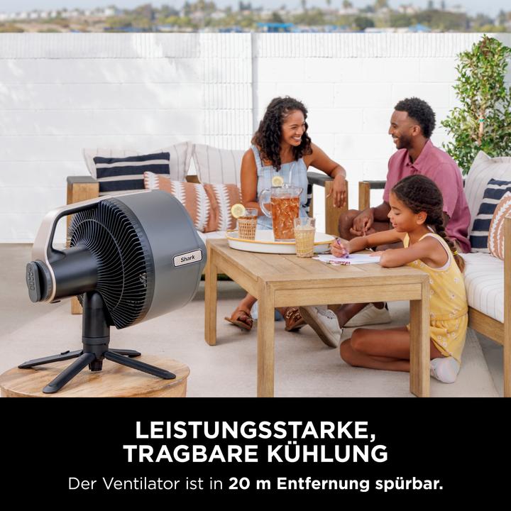 Actual product image Shark FlexBreeze Pro Mist Akku-Ventilator für innen und aussen mit Sprühsystem, tragbarer Sprühtank (57.70 dB)
