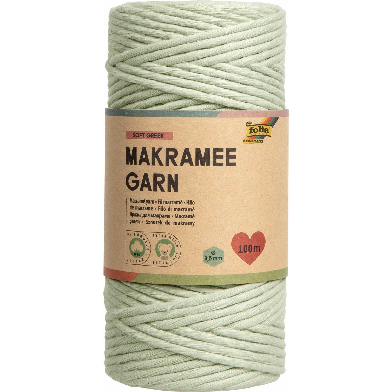 Folia Makramee Garn, Garn + Wolle, Grün