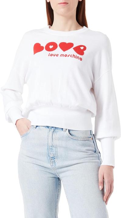 Produktbild Love Moschino Rundhalspullover mit Herzen Jacquardeinlage und langen Puffärmeln (38)