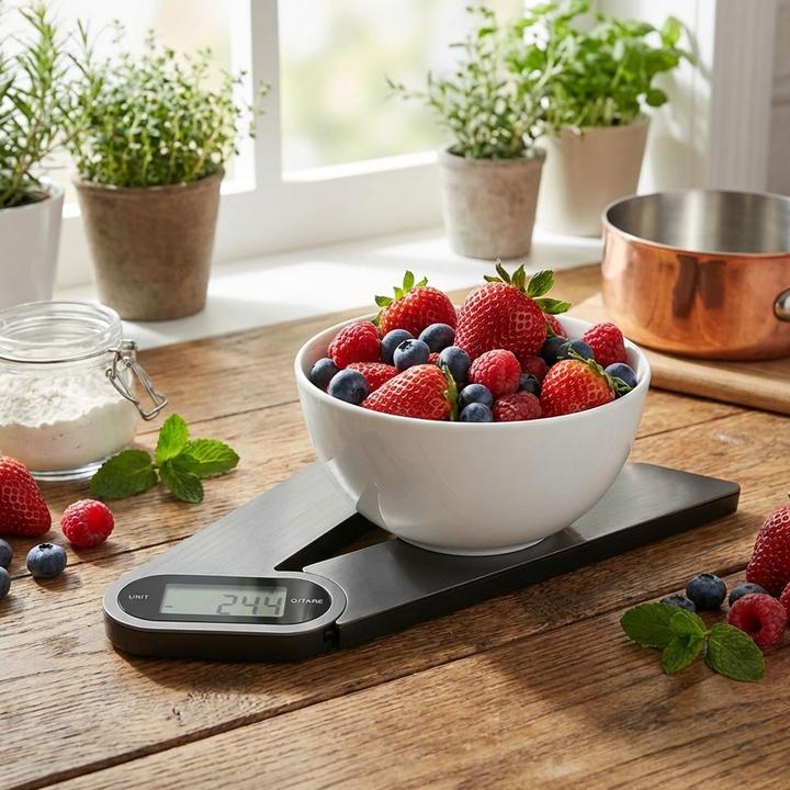 Excellent Houseware Professionelle Digitale Küchenwaage Ausklappbar 28cm – Hochpräzise, bis 5kg