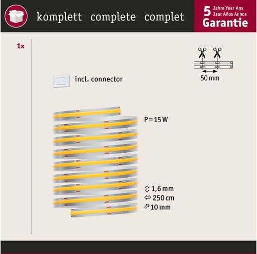 Produktbild Paulmann MaxLED 500 Full-Line COB Stripe (Warmweiss, 250 cm, Indoor)
