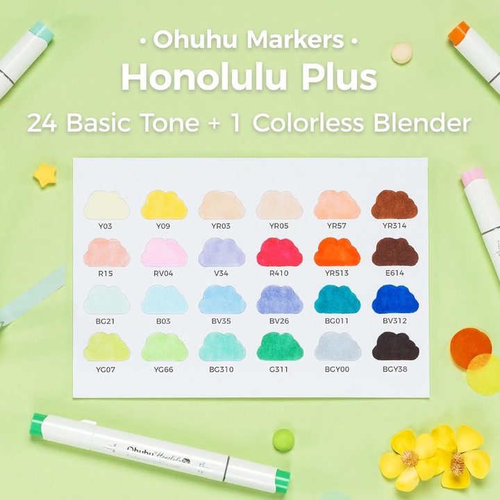 Produktbild Ohuhu Honolulu Plus Kunstmarker (24 Stk.) (Mehrfarbig, 6 mm, 24 x)