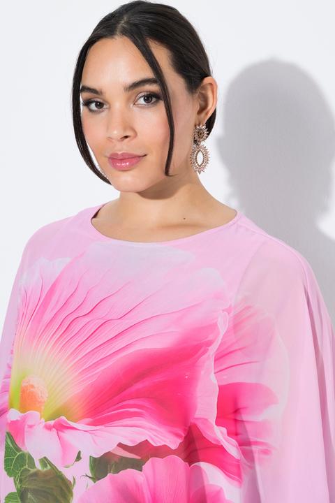 Produktbild Ulla Popken Chiffonbluse, Blüten, U-Boot-Ausschnitt, 3/4-Arm (42, 44)
