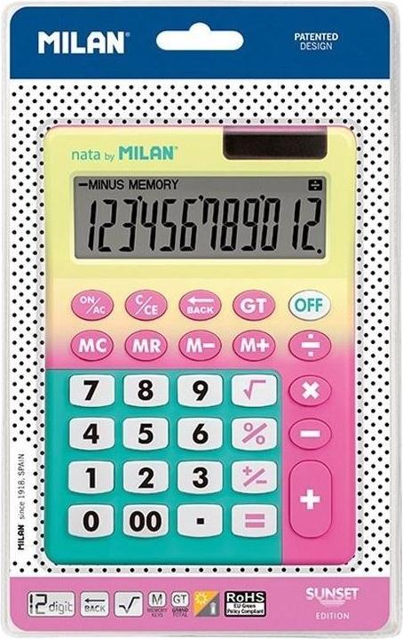 Calculatrice Calculatrice 12 articles Coucher de soleil jaune-rose (Cellules solaires, Piles)