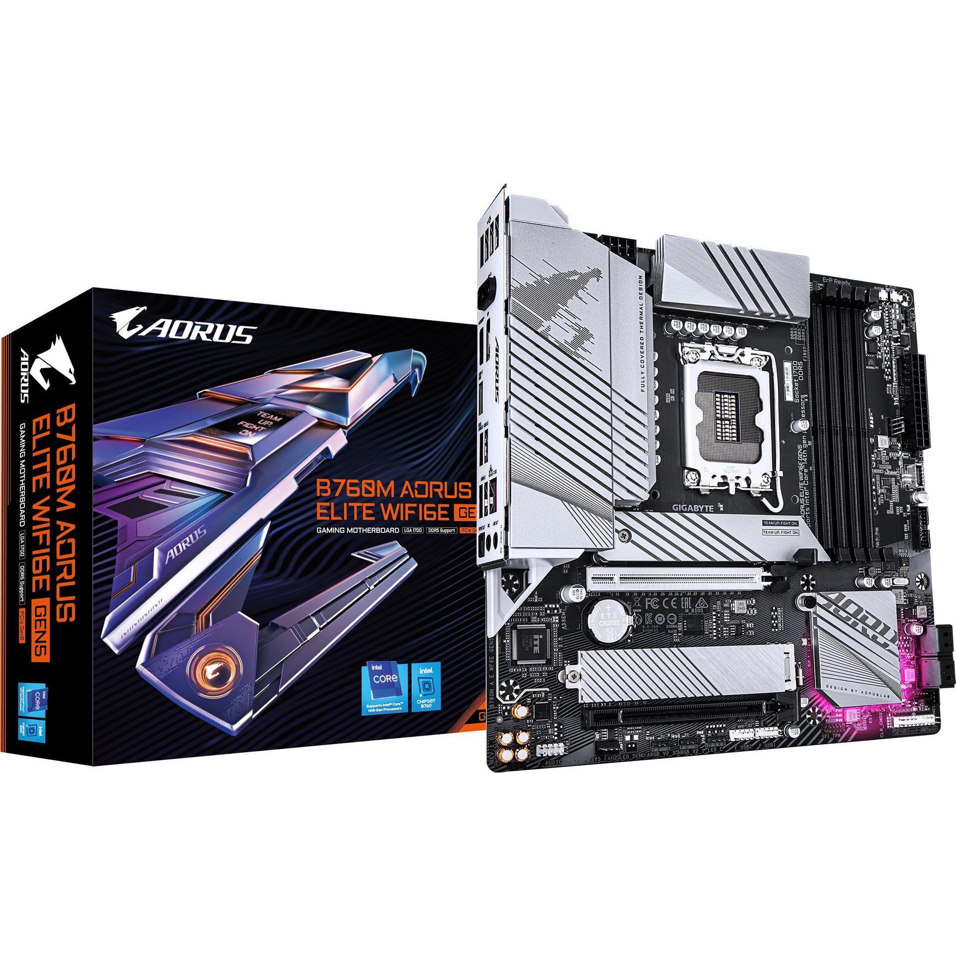 Gigabyte AORUS B760M ELITE WIFI6E GEN5, Intel B760, LGA1700, 4xDDR5, mATX (LGA 1700, Intel B760, mATX), Scheda madre