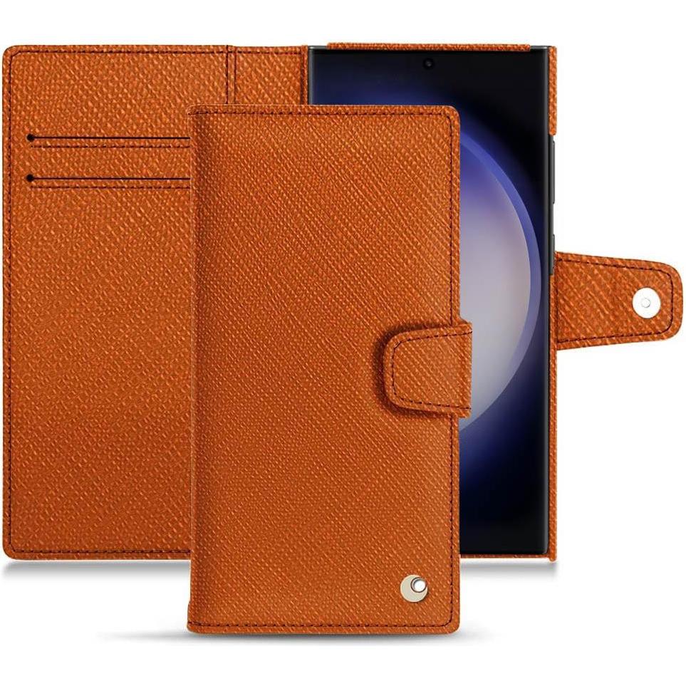 Noreve Lederschutzhülle Samsung Galaxy S23 Ultra (Samsung Galaxy S23 Ultra), Smartphone Hülle, Orange